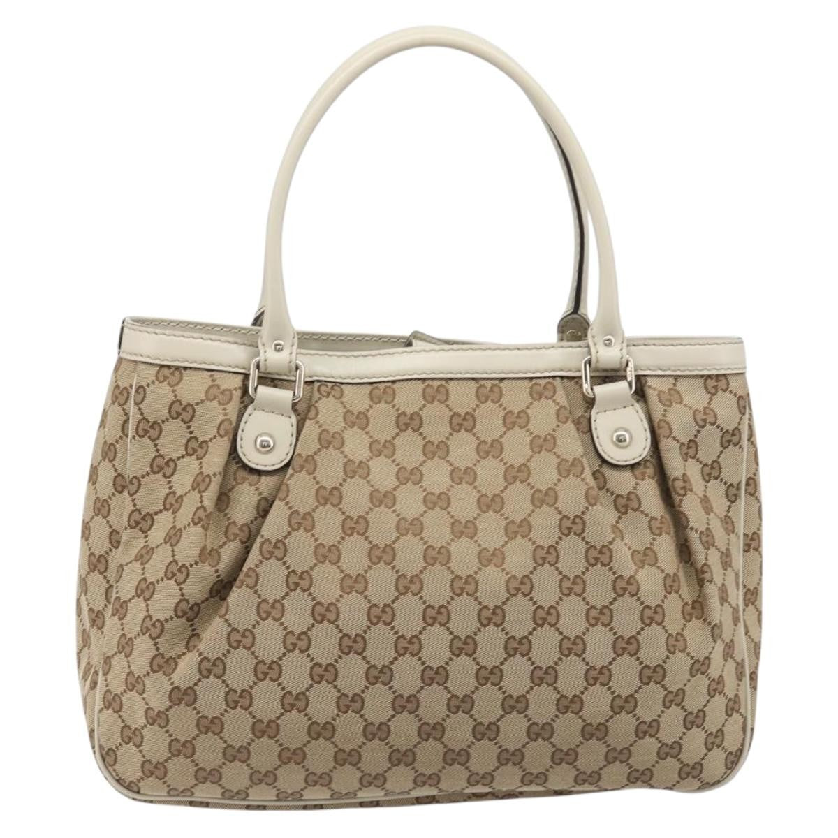 Gucci Sukey Top Handle Gg Canvas Beige Canvas Tote Bag Bag (Pre-Owned)