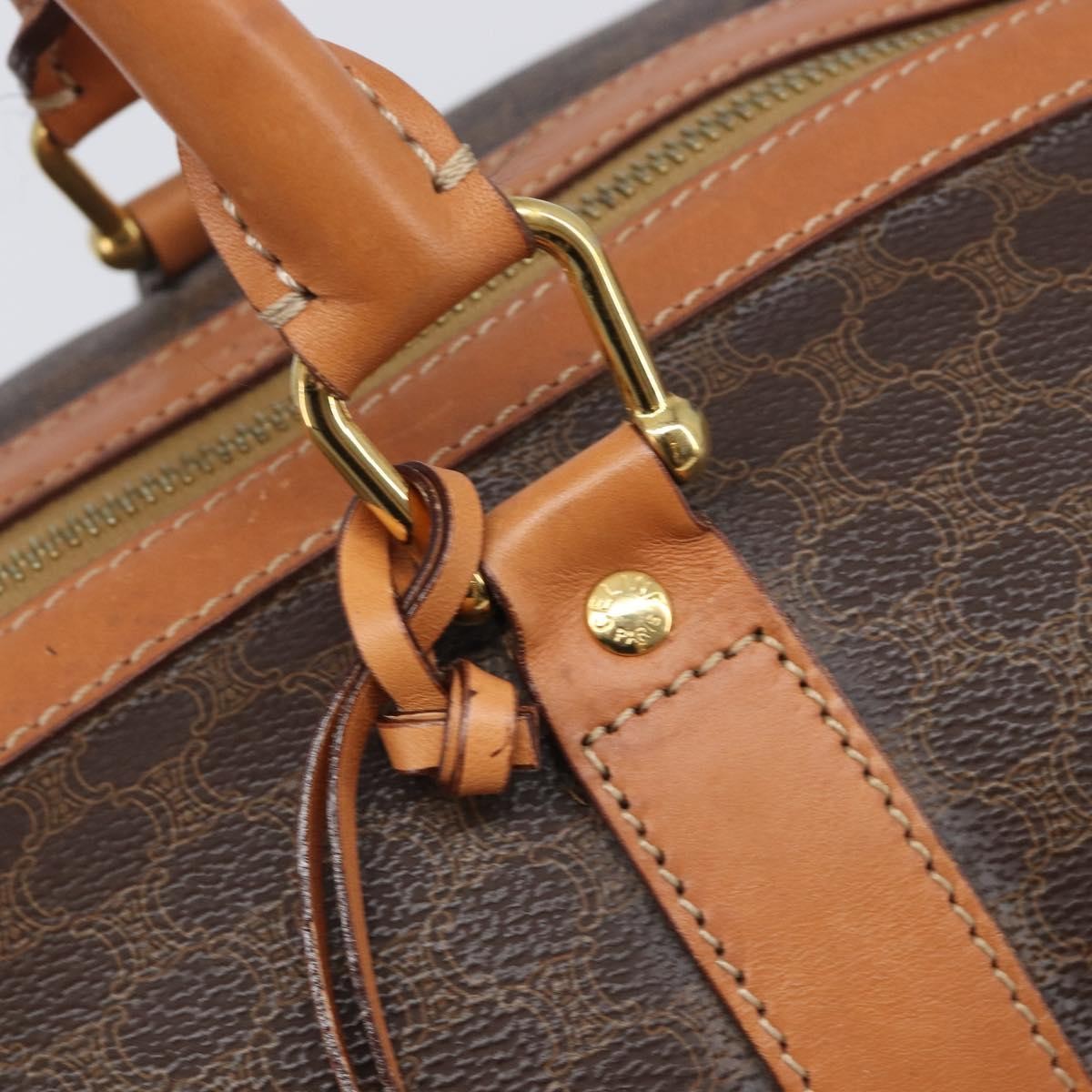 Celine Vintage Duffle Macadam Coated Canvas Brown Canvas Handbag (Pre-Owned)