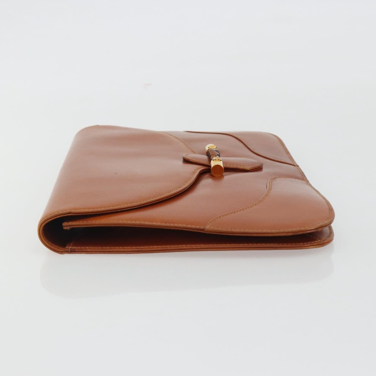 Gucci Vintage Clutch Leather Brown Leather Clutche & Pouche Bag (Pre-Owned)