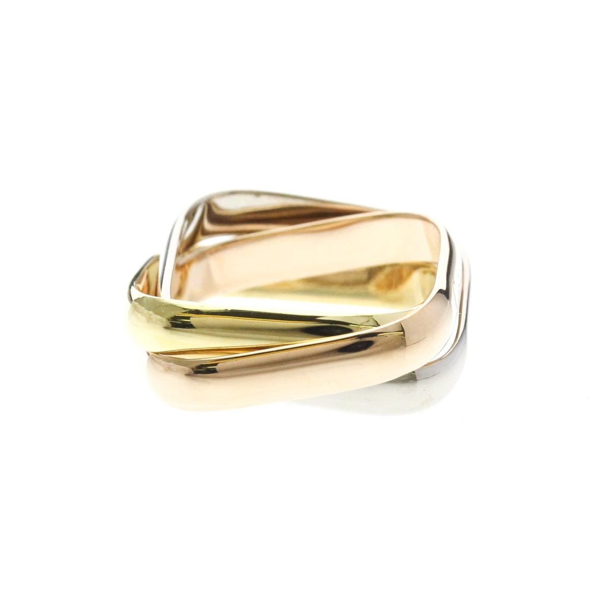 Cartier Trinity Cushion 18K Tricolor Gold Gold Gold Ring Jewelry (Pre-Owned)