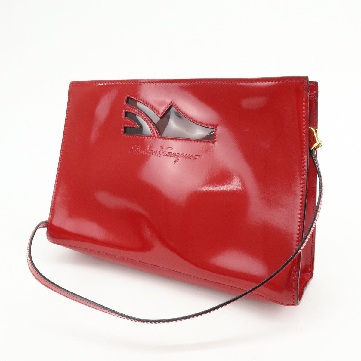 Salvatore Ferragamo Shoulder Bag Patent Leather Red Patent_Leather Shoulder Bag Bag (Pre-Owned)