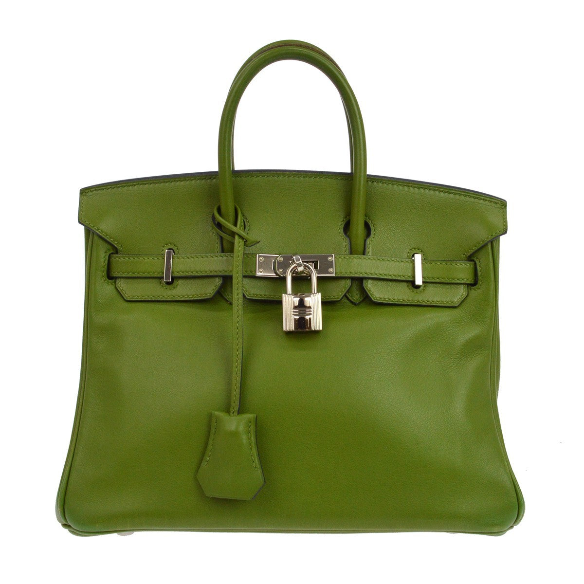 Hermes Birkin Green Swift With Palladium Hardware Green Leather Handbag (Pre-Owned)