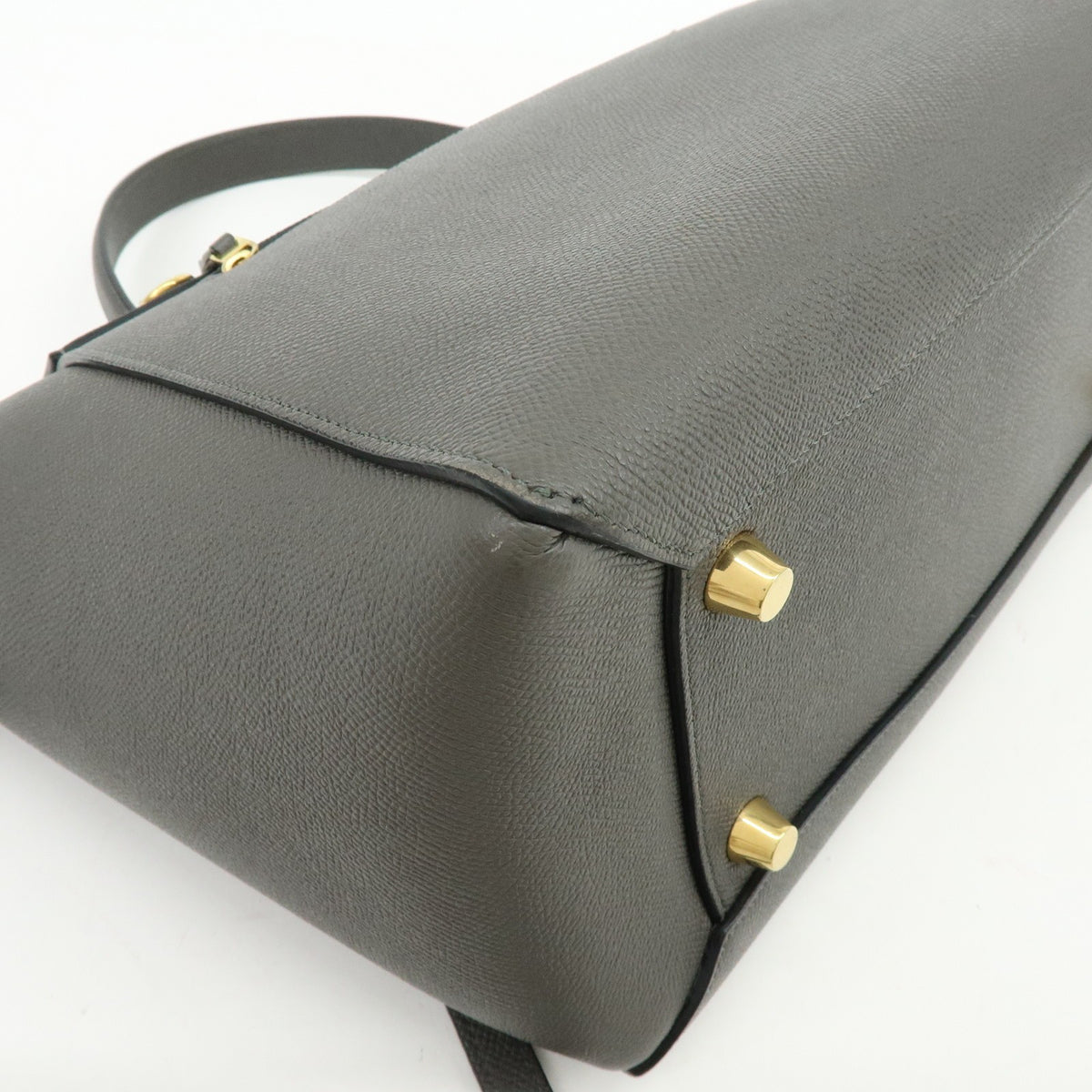 Celine Belt Textured Leather Gray Calfskin Handbag (Pre-Owned)