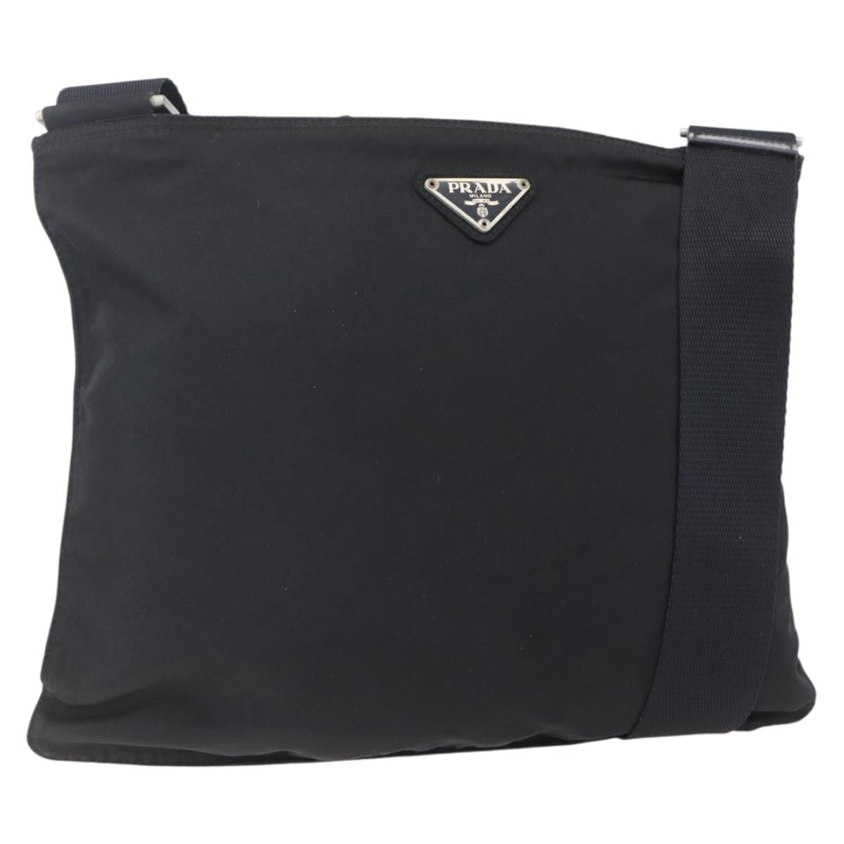Prada Flat Messenger Tessuto Black Nylon Shoulder Bag Bag (Pre-Owned)