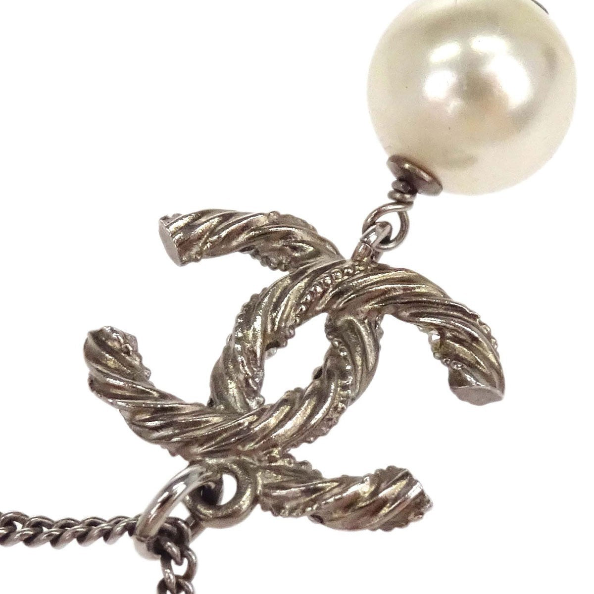 Chanel Cc Drop Pendant Metal With Enamel And Glass Gold Gold_Plated Necklace Jewelry (Pre-Owned)