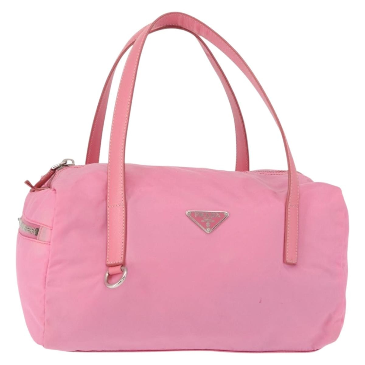 Prada Side Pocket Convertible Duffle Tessuto Pink Nylon Handbag (Pre-Owned)