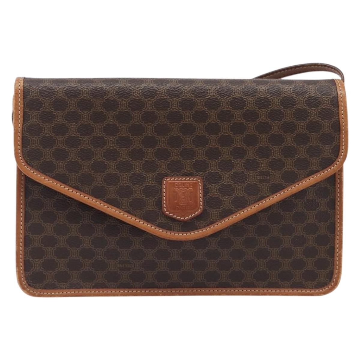 Celine Macadam Shoulder Canvas Brown Canvas Crossbody Bag Bag (Pre-Owned)