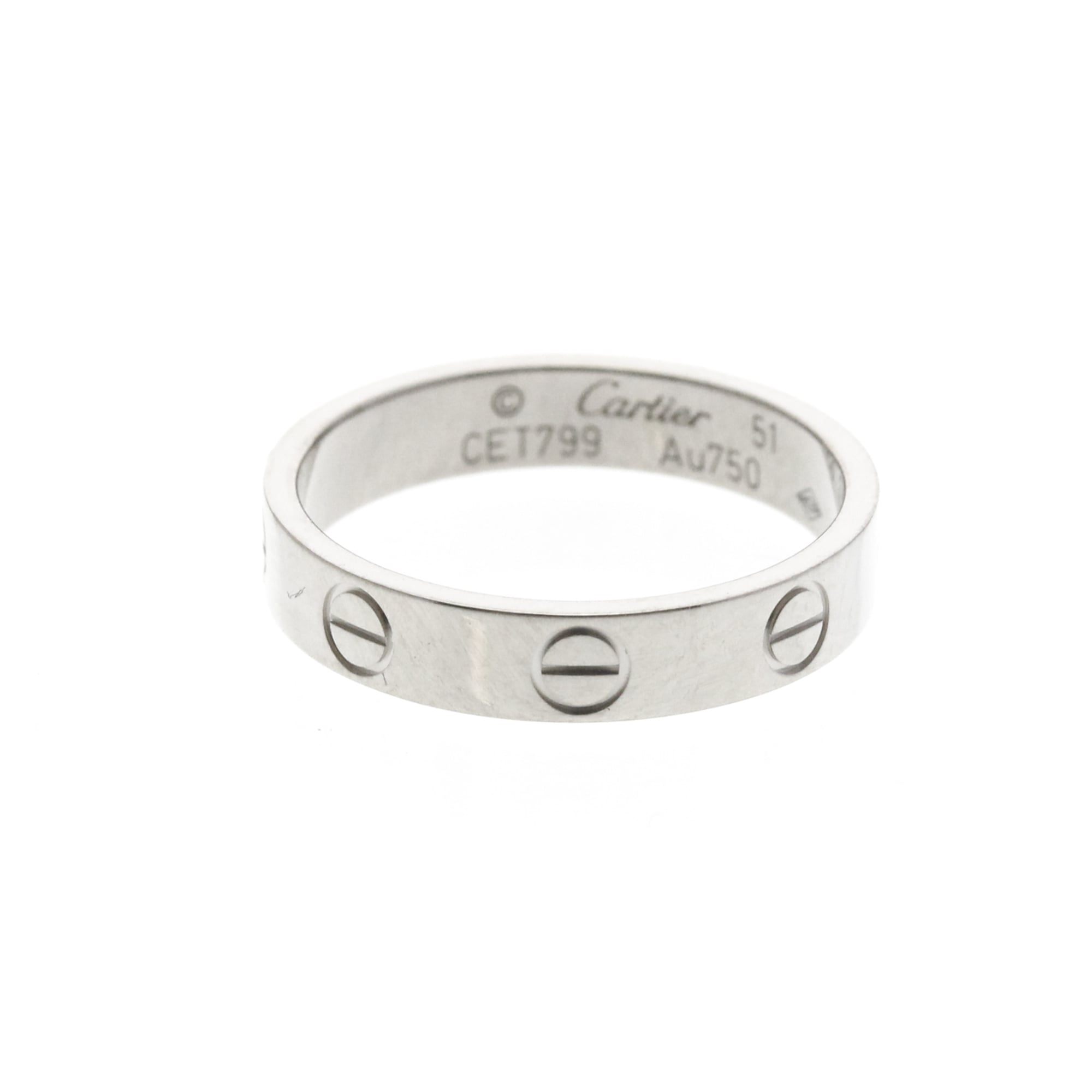 Cartier Love Band 18K White Gold Silver White_Gold Ring Jewelry (Pre-Owned)