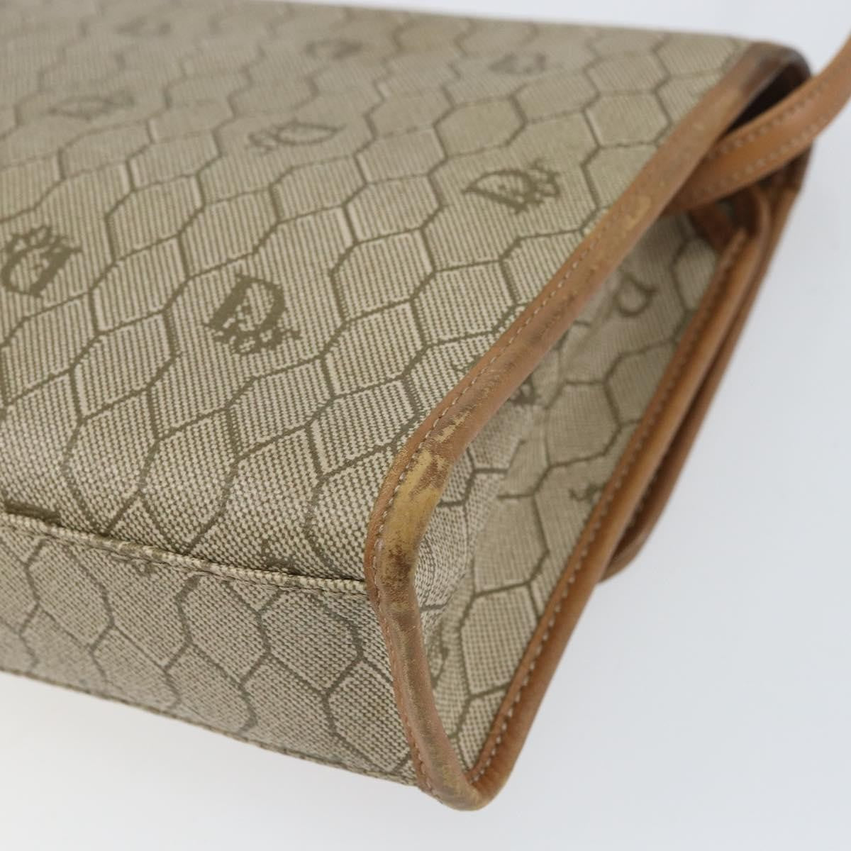 Christian Dior Vintage Honeycomb Canvas And Leather Beige Canvas Shoulder Bag Bag (Pre-Owned)
