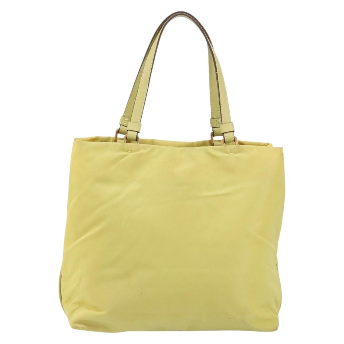 Prada Vintage Tote Nylon Yellow Nylon Tote Bag Bag (Pre-Owned)