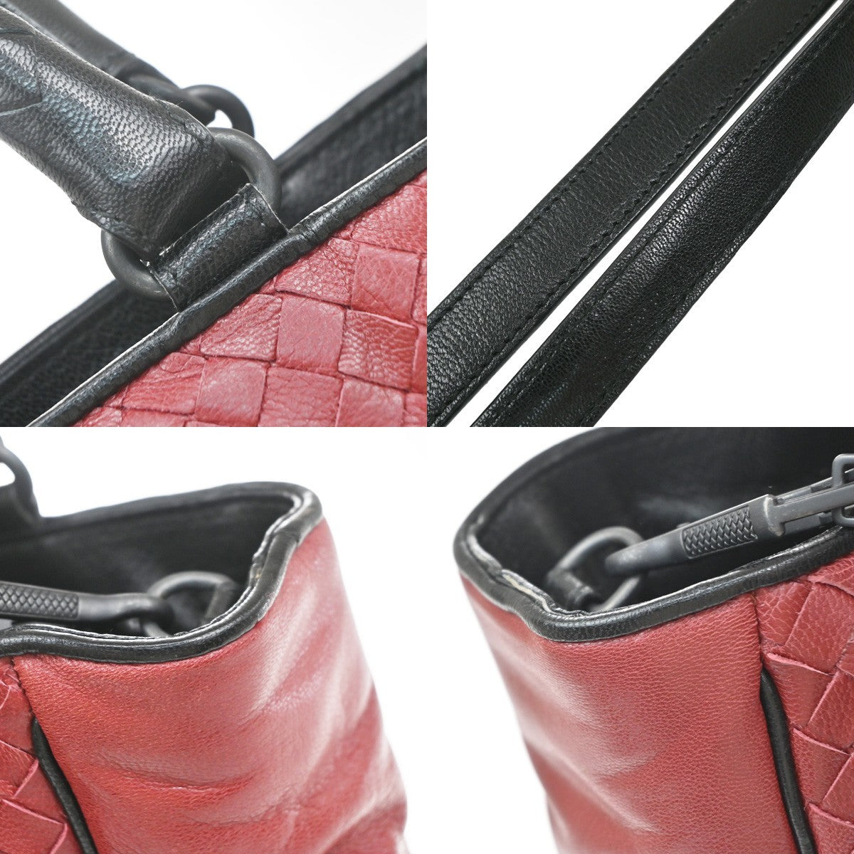 Bottega Veneta Convertible Open Tote Intrecciato Nappa Red Leather Tote Bag Bag (Pre-Owned)