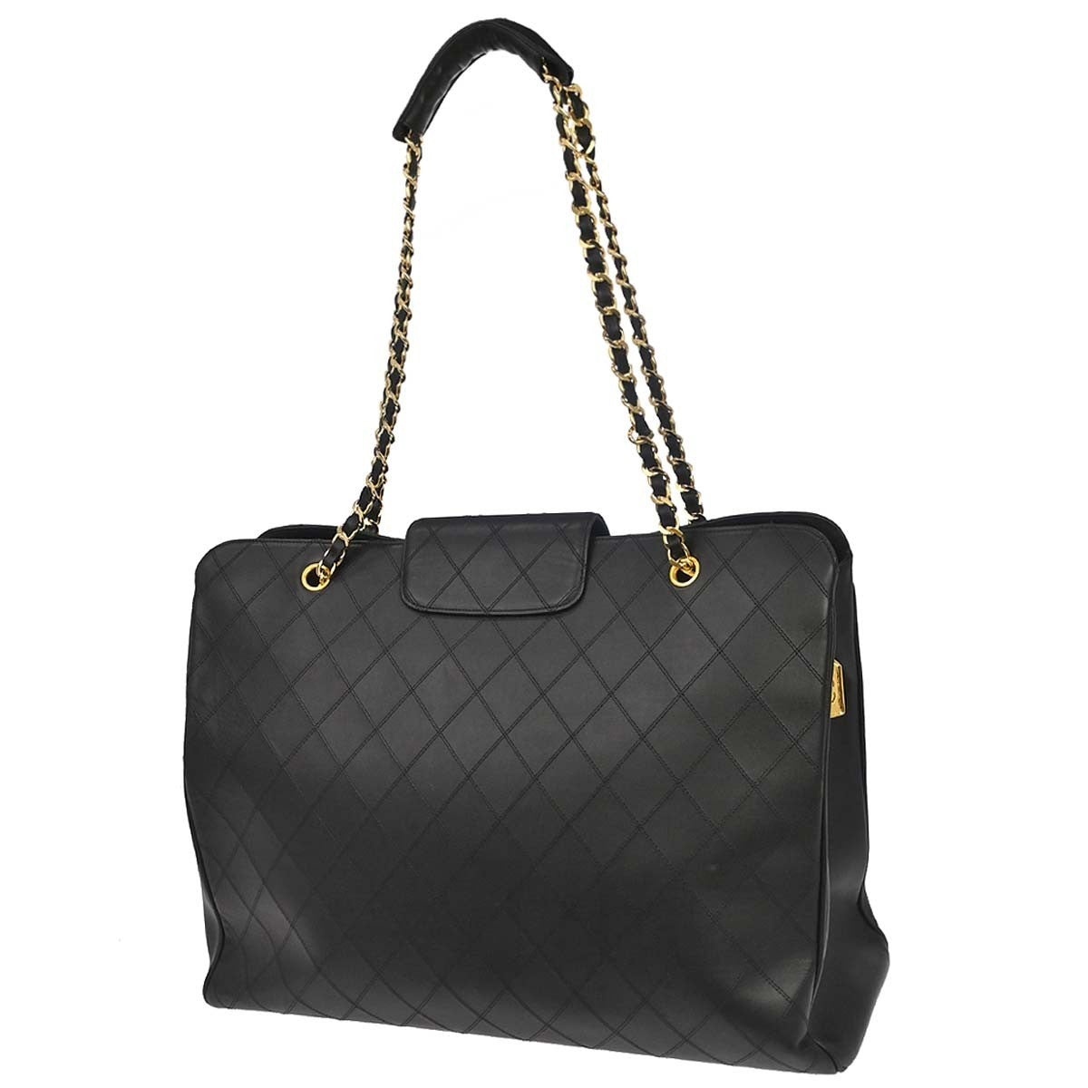 Chanel Vintage Supermodel Weekender Quilted Leather Black Leather Shoulder Bag Bag (Pre-Owned)