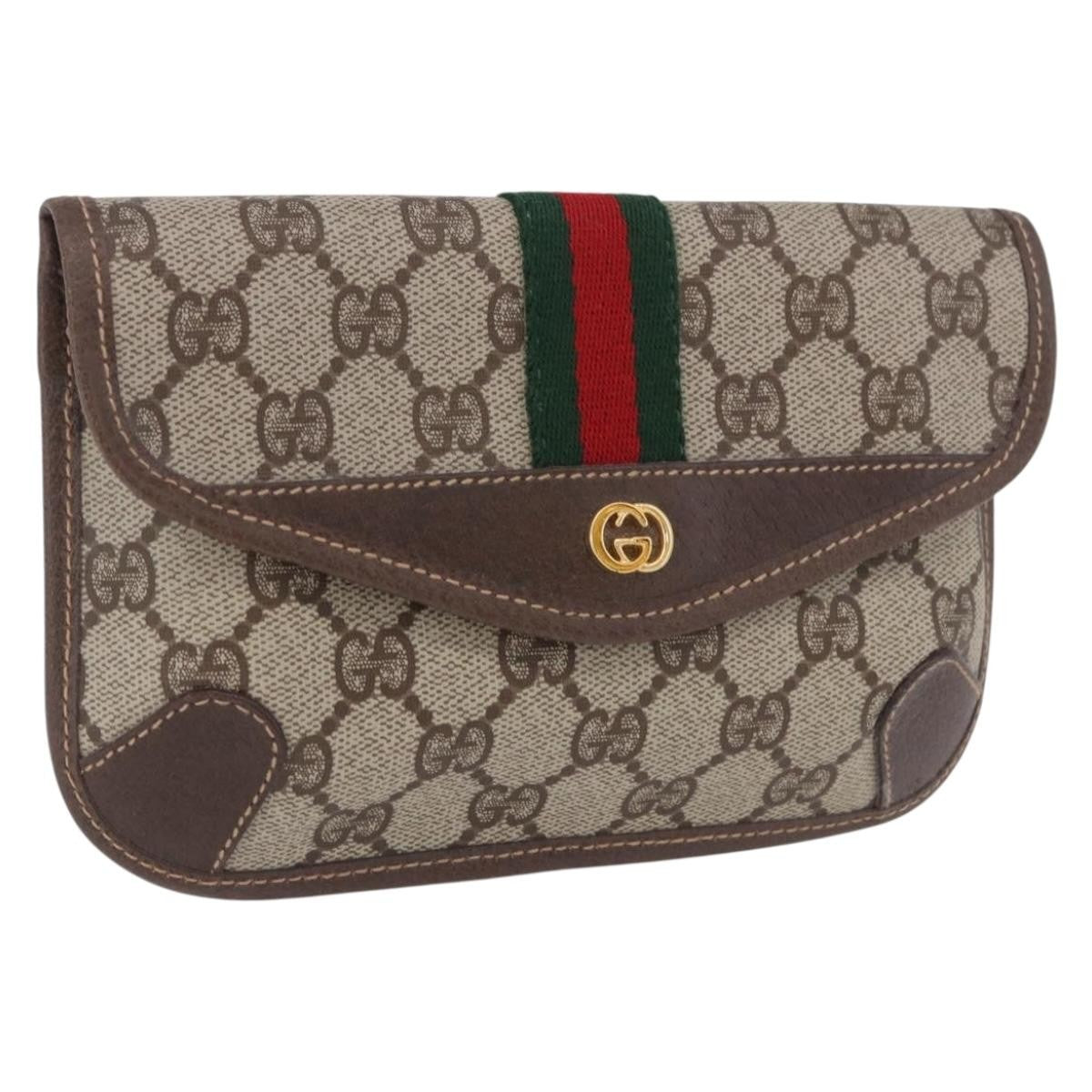 Gucci Sherry Line Canvas Beige Pvc Clutche & Pouche Bag (Pre-Owned)