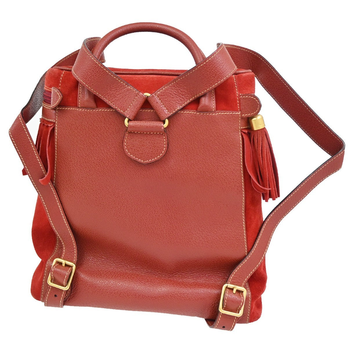 Gucci Vintage Backpack Suede Red Suede Backpack Bag (Pre-Owned)