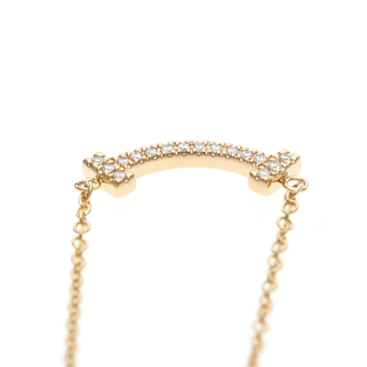 Tiffany & Co. T Smile Pendant 18K Rose Gold And Diamonds Gold Pink_Gold Necklace Jewelry (Pre-Owned)