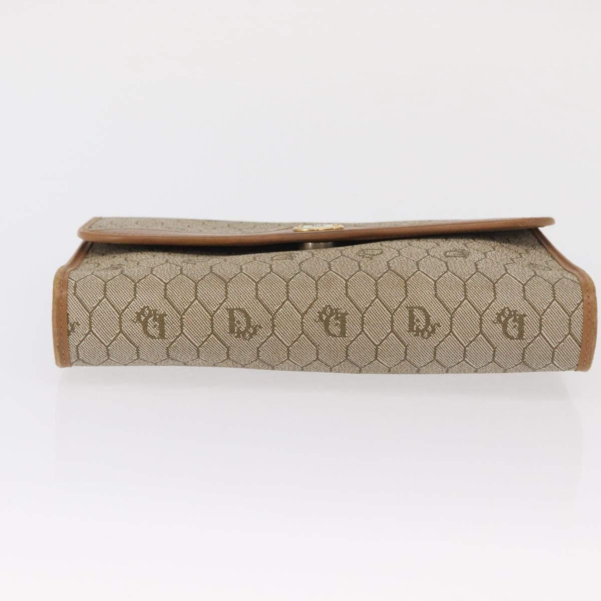 Christian Dior Vintage Honeycomb Chain Canvas Beige Canvas Shoulder Bag Bag (Pre-Owned)