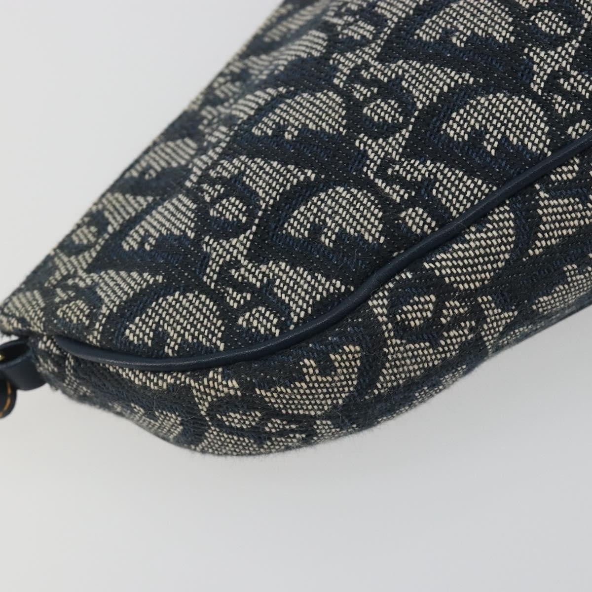 Christian Dior Vintage Saddle Diorissimo Canvas Navy Canvas Shoulder Bag Bag (Pre-Owned)