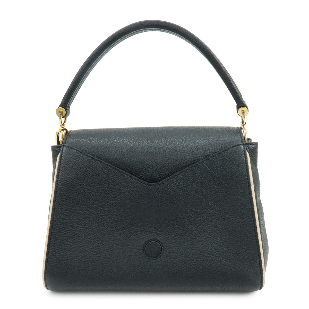 Louis Vuitton Double V Calfskin With Monogram Canvas Black Leather Handbag (Pre-Owned)