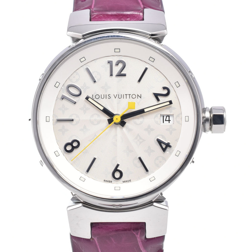 Louis Vuitton Tambour Quartz Stainless Steel And Monogram Vernis Watch (Pre-Owned)