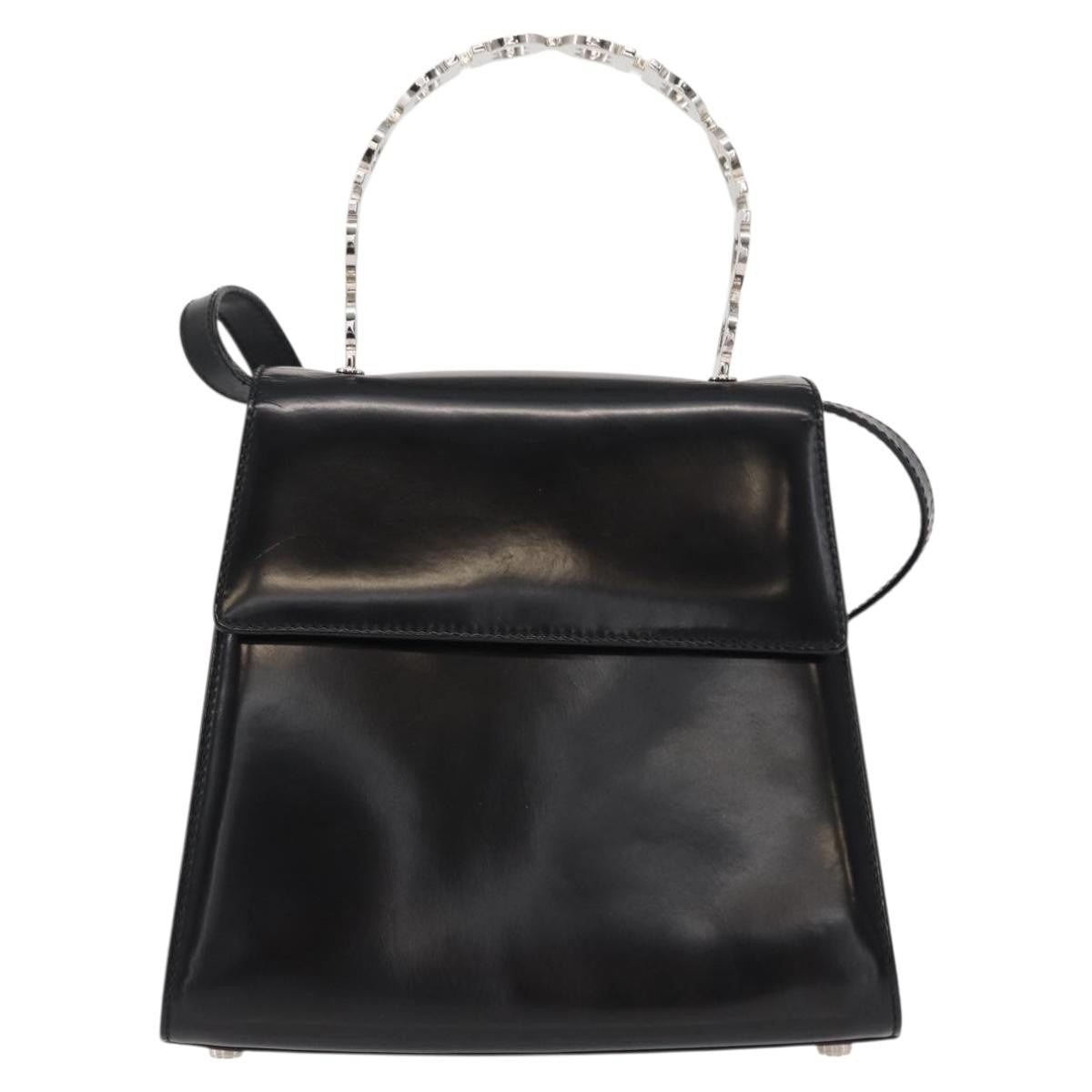 Salvatore Ferragamo Gancini Leather Black Leather Handbag (Pre-Owned)