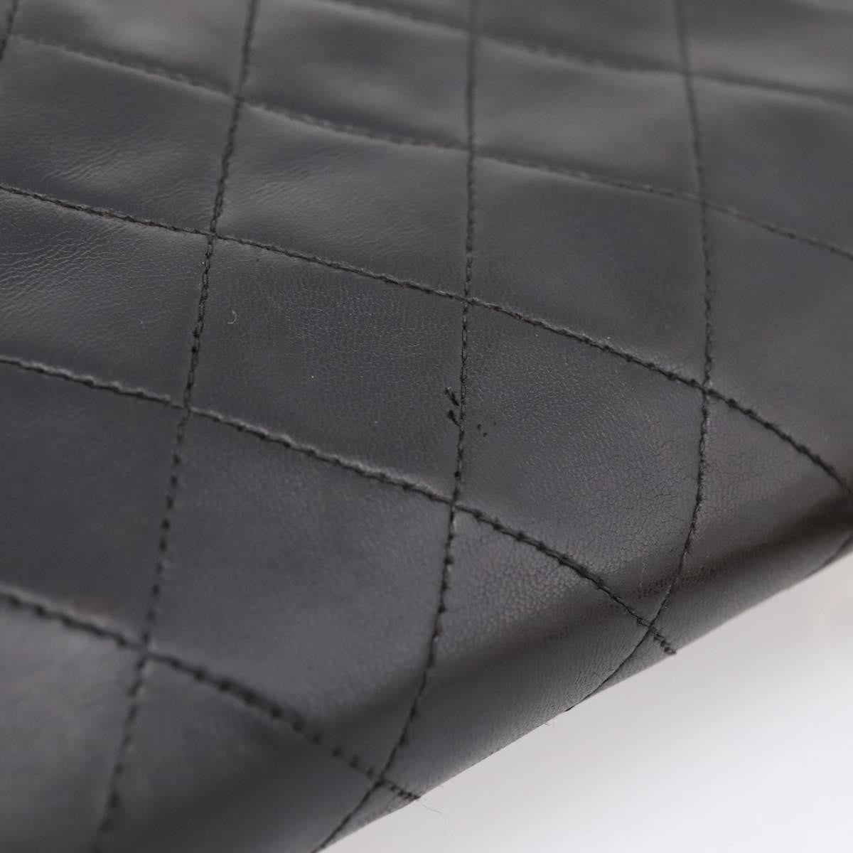 Chanel Classic Double Flap Quilted Lambskin Black Leather Shoulder Bag Bag (Pre-Owned)