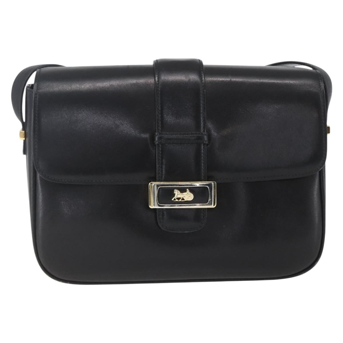 Celine Horse Carriage Leather Black Leather Shoulder Bag Bag (Pre-Owned)