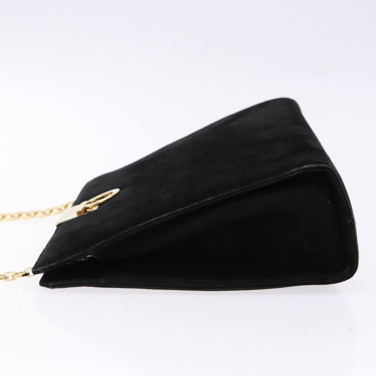 Salvatore Ferragamo Gancini Chain Suede Black Suede Shoulder Bag Bag (Pre-Owned)