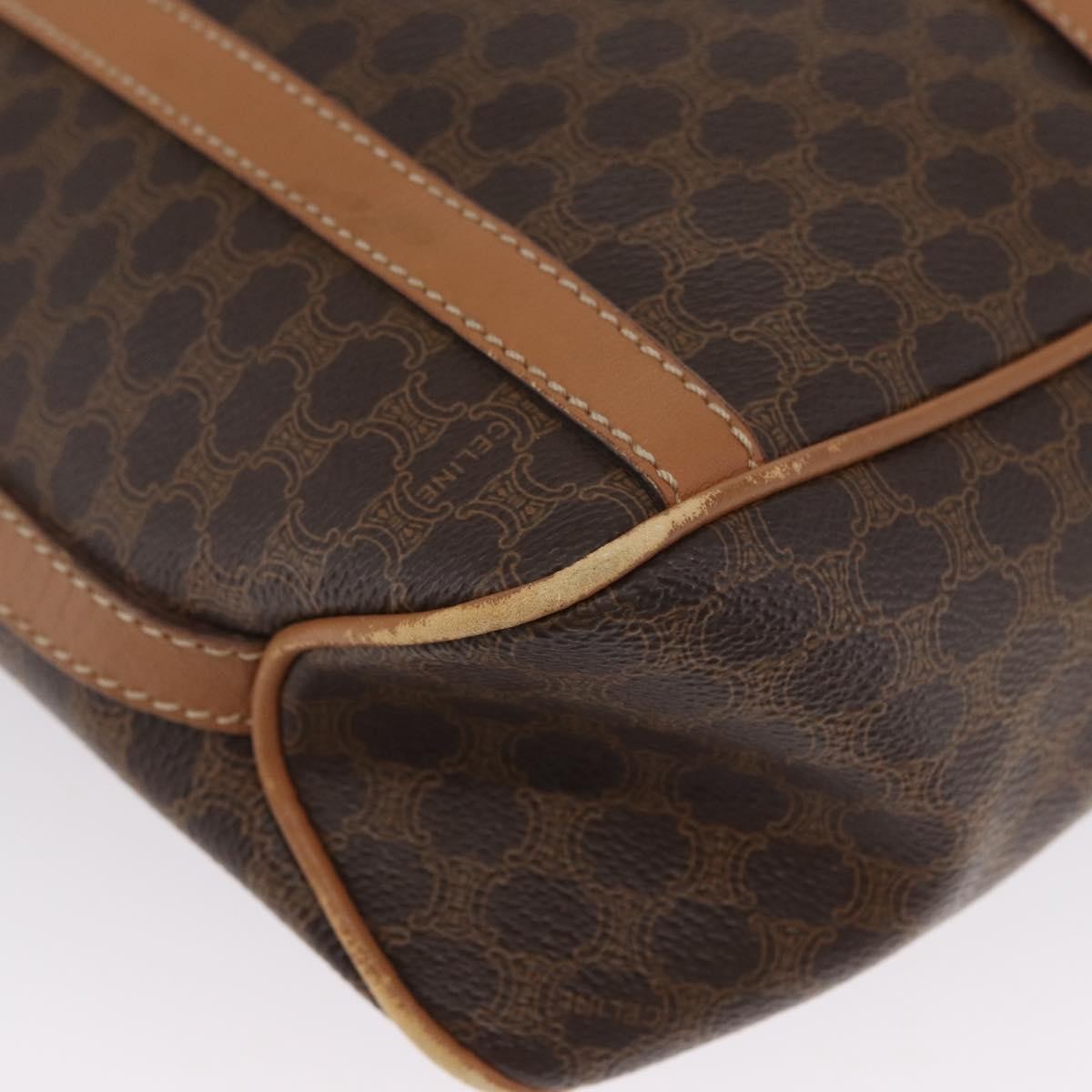 Celine Vintage Shoulder Bag Macadam Canvas & Leather Brown Canvas Shoulder Bag Bag (Pre-Owned)