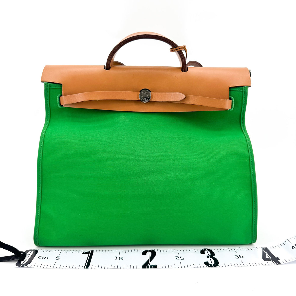 Hermes Herbag Toile And Leather Green Canvas Shoulder Bag Bag (Pre-Owned)