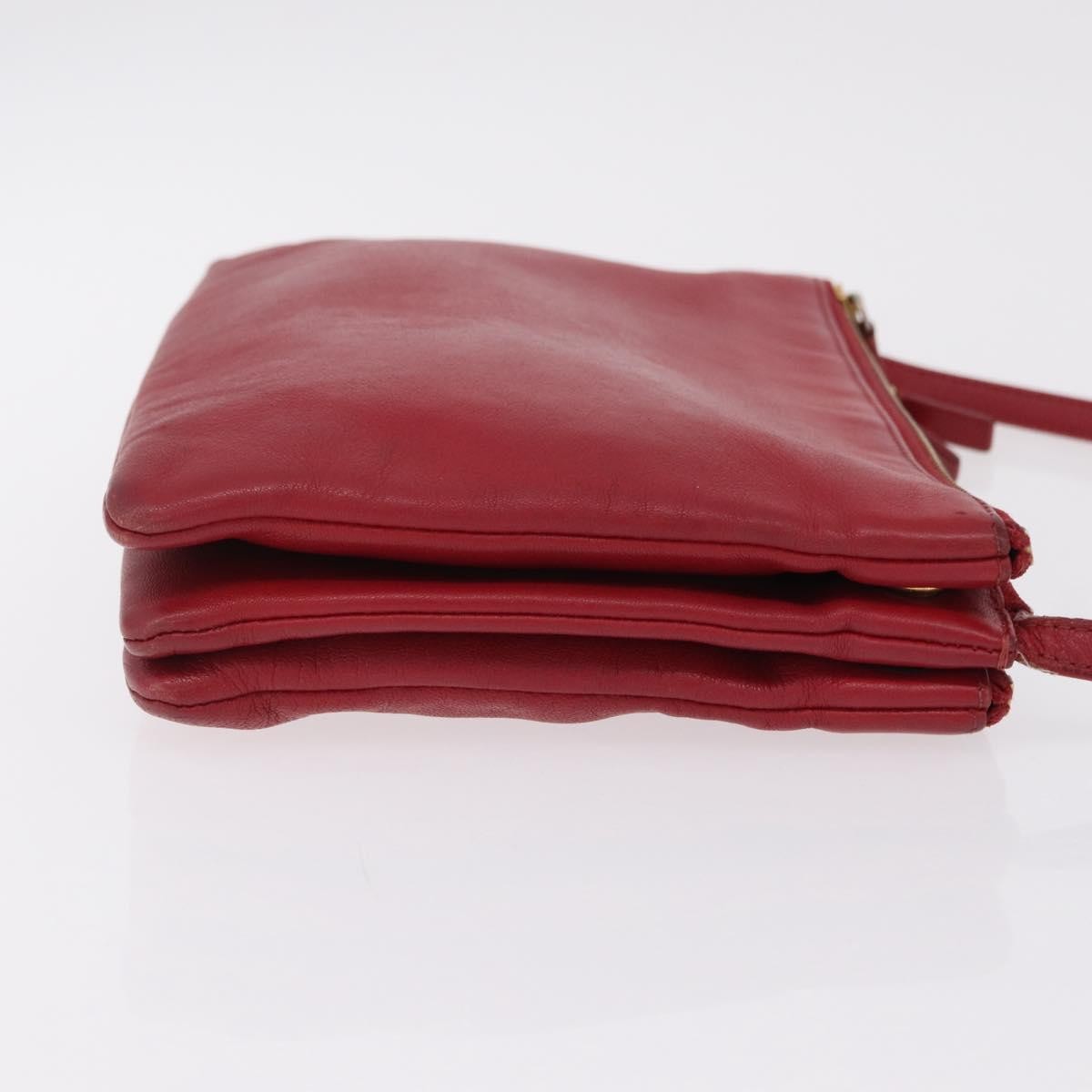 Celine Trio Leather Red Leather Crossbody Bag Bag (Pre-Owned)