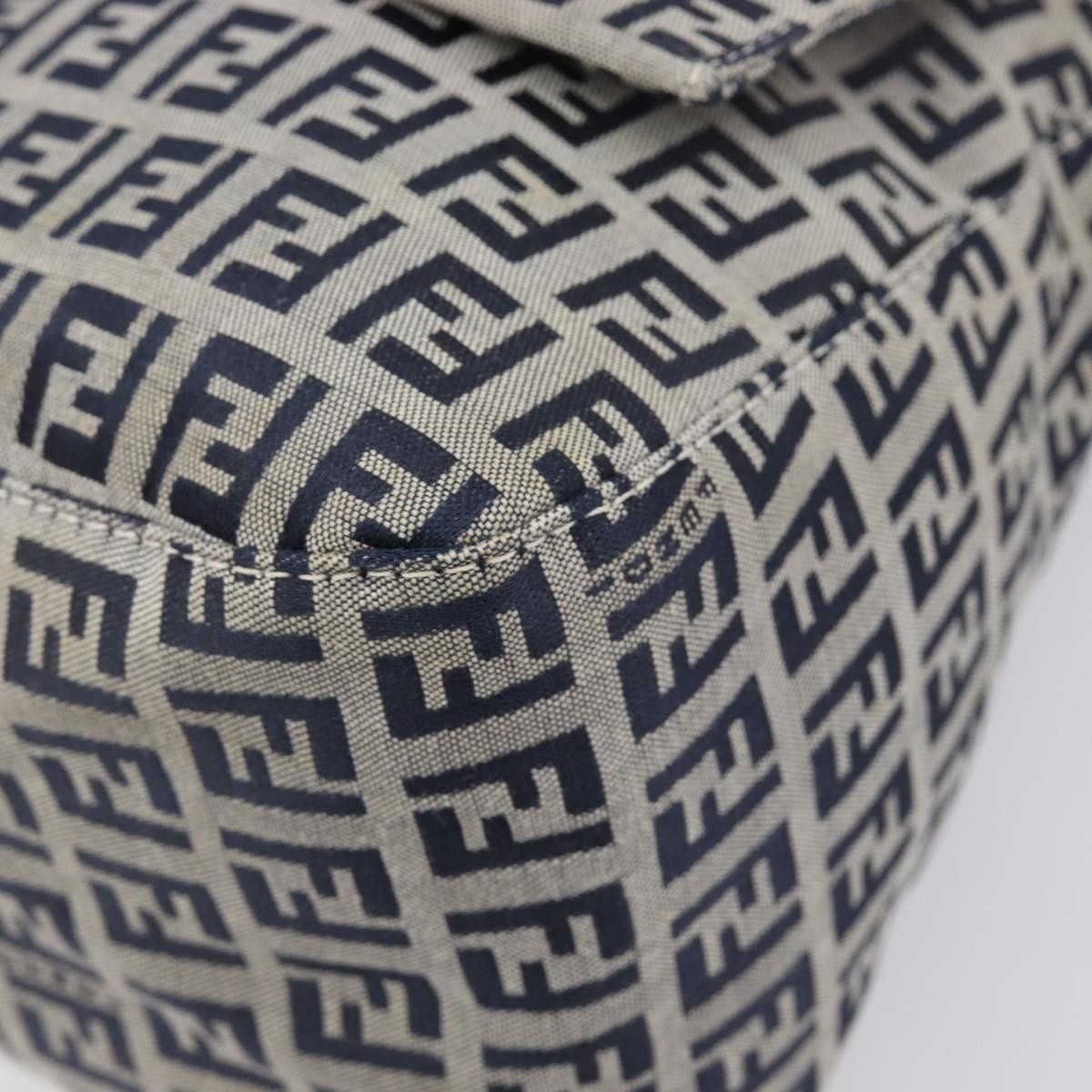 Fendi Zucchino Canvas Mamma Baguette Canvas Navy Canvas Shoulder Bag Bag (Pre-Owned)