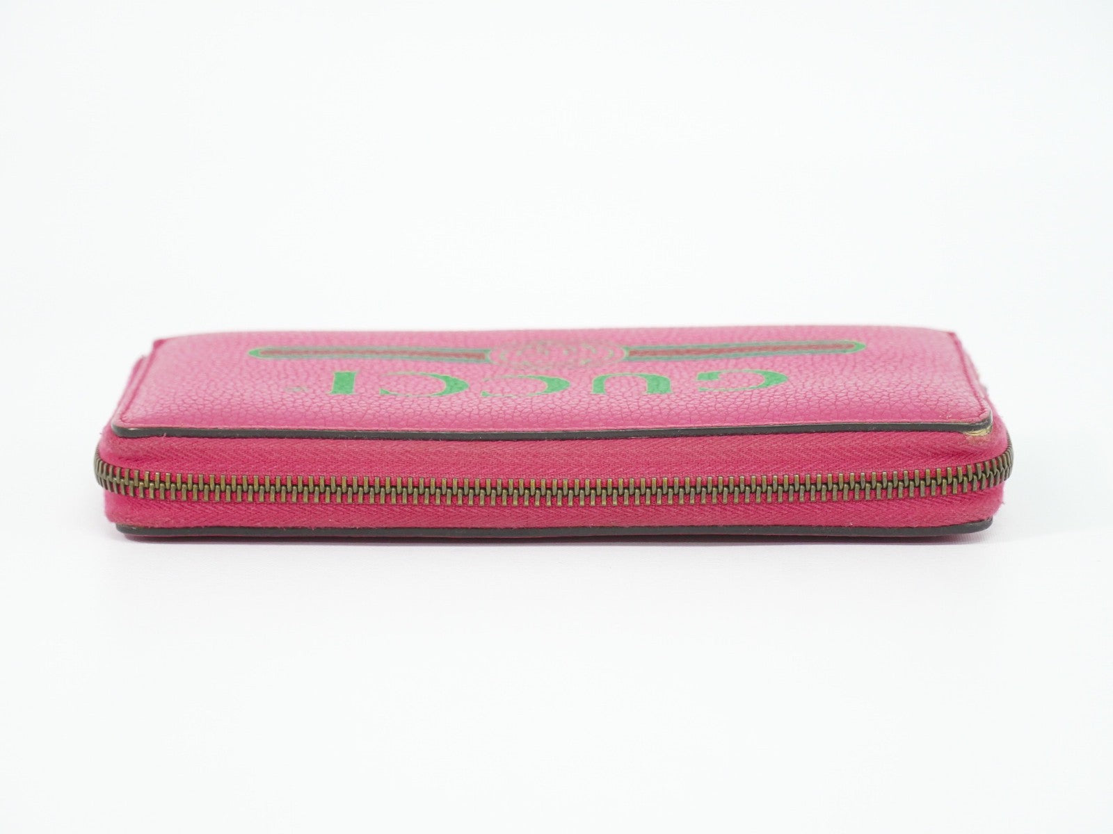 Gucci Vintage Logo Zip Around Leather Pink Leather Wallets Accessory (Pre-Owned)