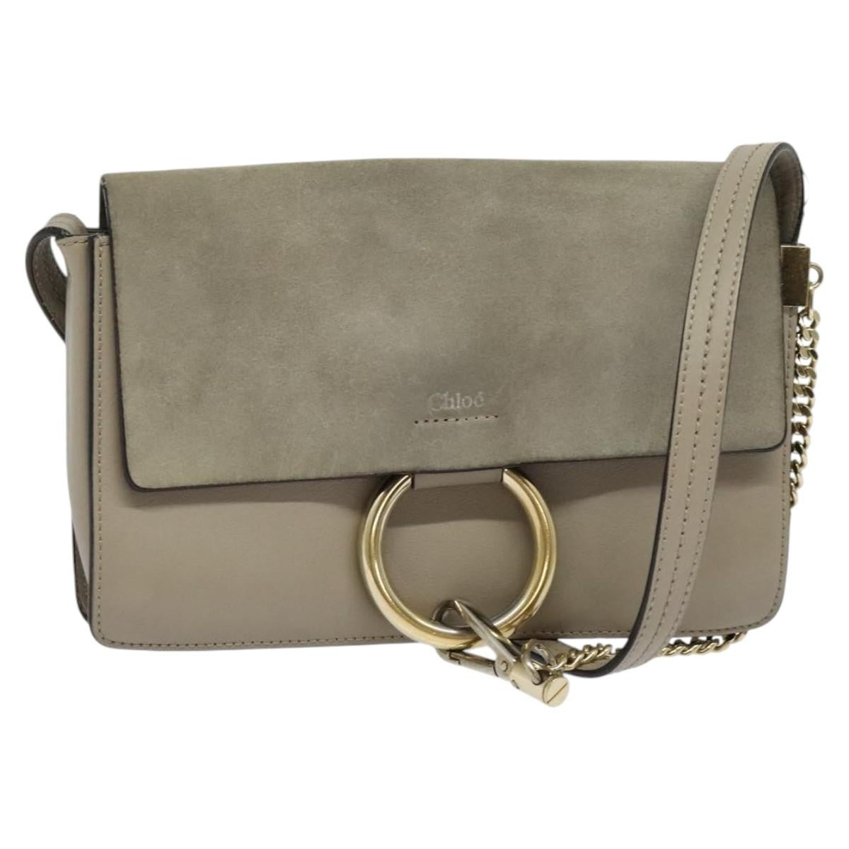 Chloe Faye Leather And Suede Beige Leather Shoulder Bag Bag (Pre-Owned)