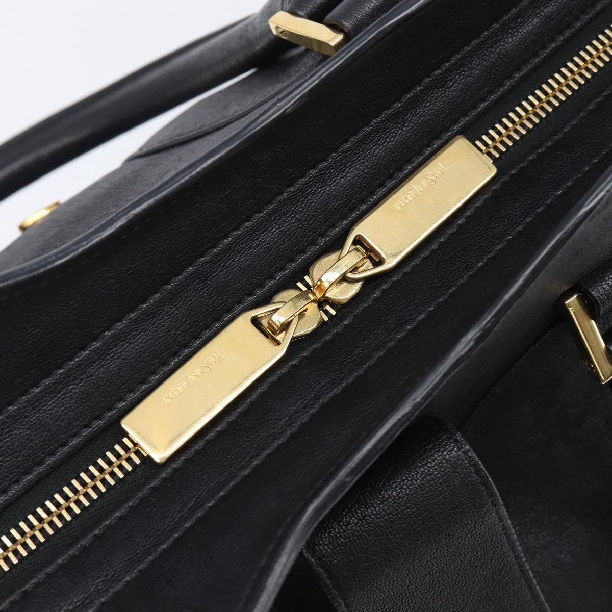 Saint Laurent Classic Y Cabas Leather Black Leather Tote Bag Bag (Pre-Owned)