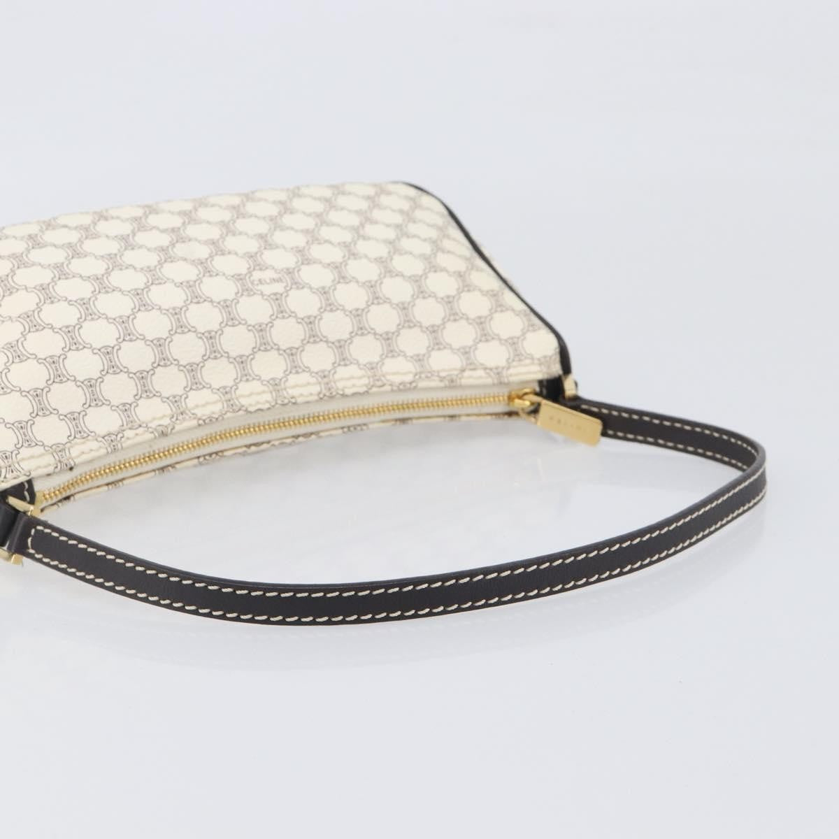 Celine Triomphe Macadam Zip Shoulder Bag Canvas White Pvc Clutche & Pouche Bag (Pre-Owned)