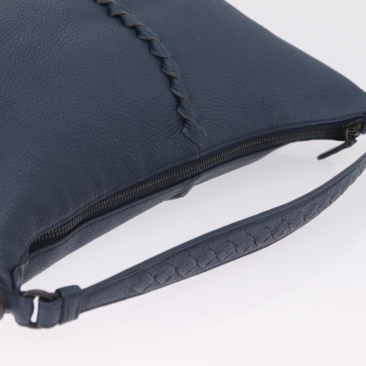 Bottega Veneta Zip Hobo Cervo With Intrecciato Detail Blue Leather Shoulder Bag Bag (Pre-Owned)