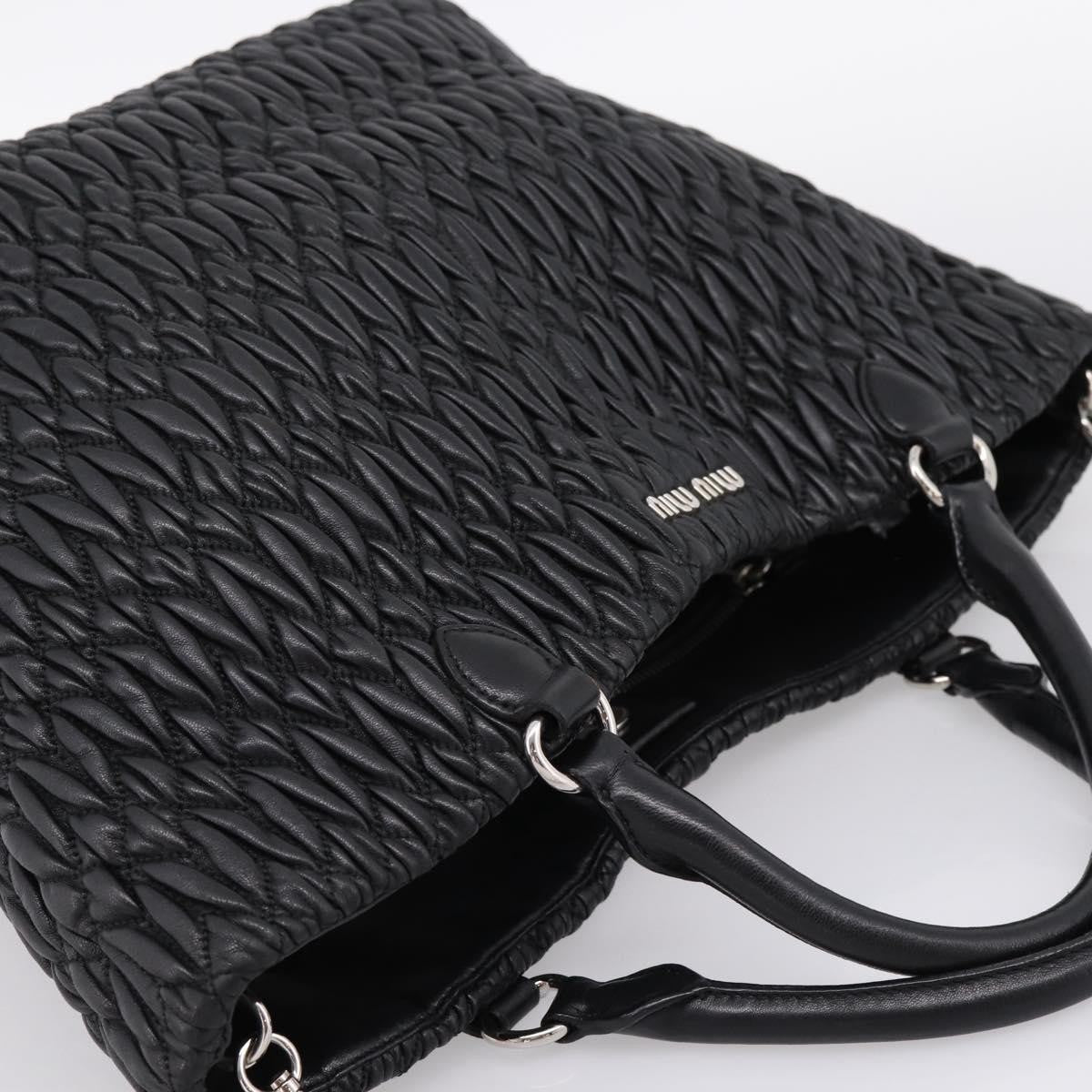 Miu Miu Shopper Tote Matelasse Leather Black Leather Handbag (Pre-Owned)