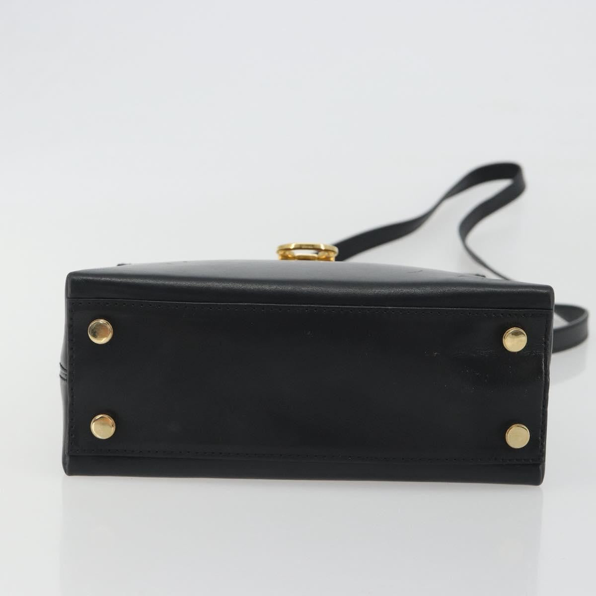 Salvatore Ferragamo Gancini Convertible Top Handle Leather Black Leather Handbag (Pre-Owned)