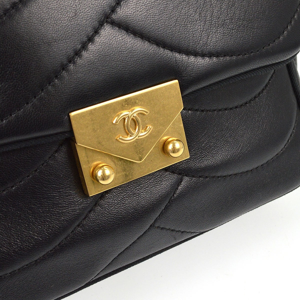 Chanel Pagoda Flap Quilted Lambskin Black Leather Handbag (Pre-Owned)