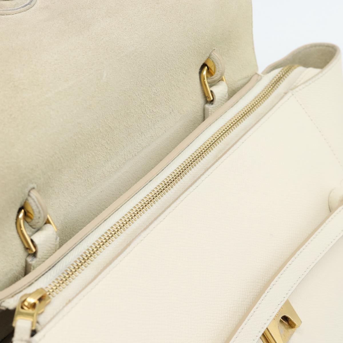 Celine Belt Textured Leather White Leather Handbag (Pre-Owned)