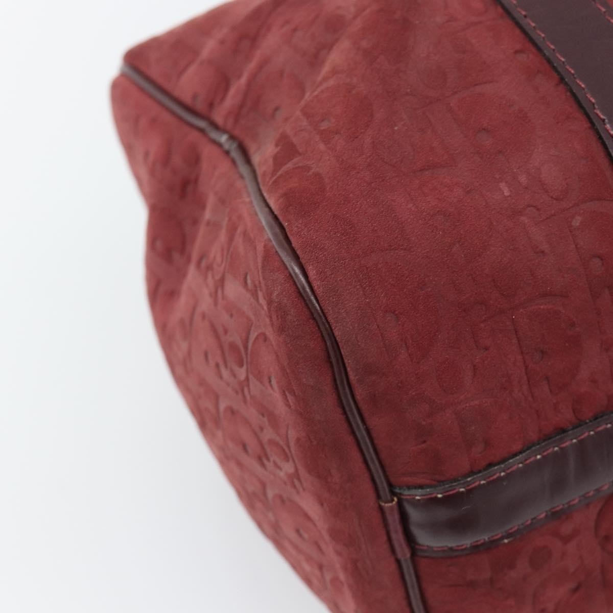 Christian Dior Boston Embossed Patent Burgundy Suede Handbag (Pre-Owned)