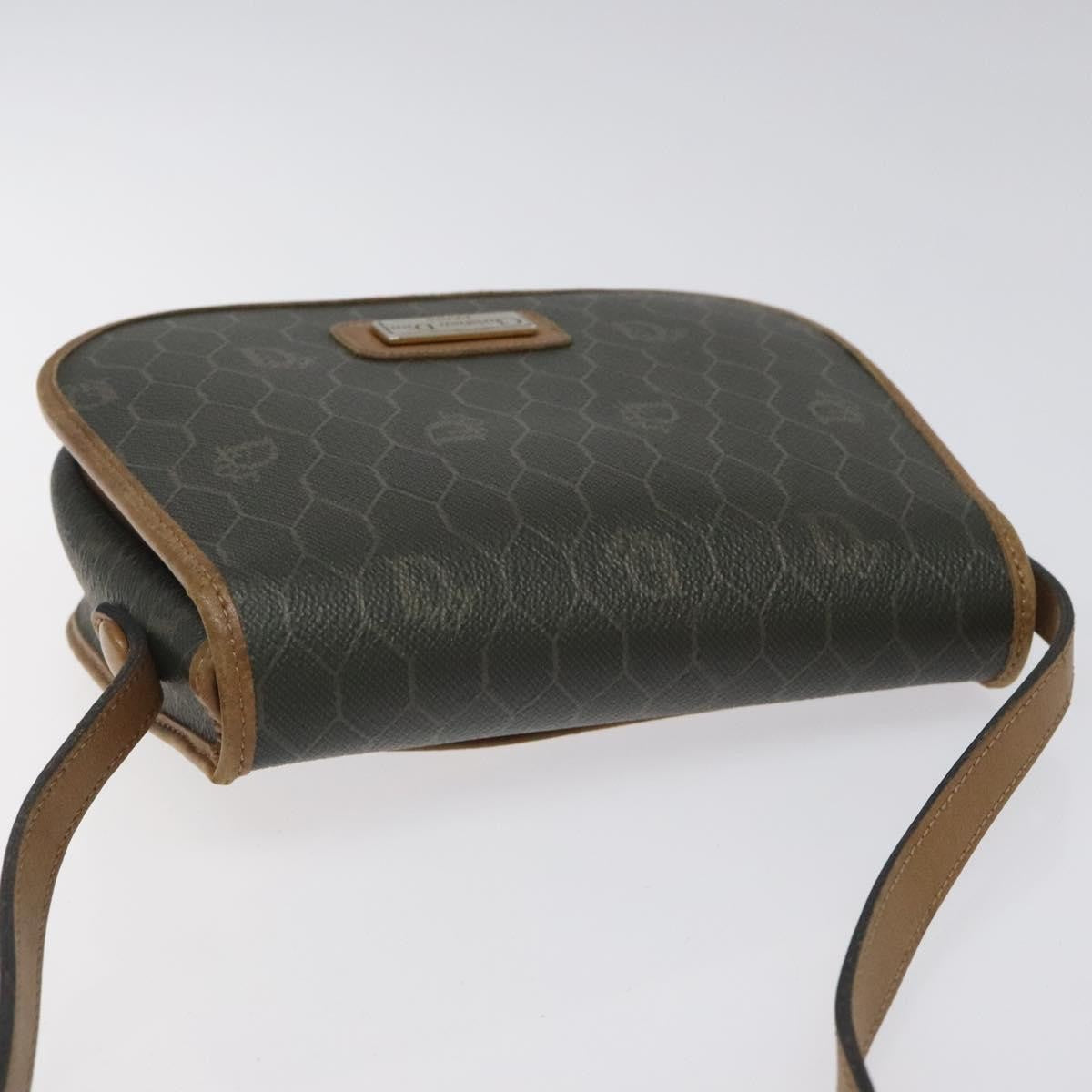 Christian Dior Vintage Honeycomb Flap Coated Canvas Khaki Canvas Shoulder Bag Bag (Pre-Owned)