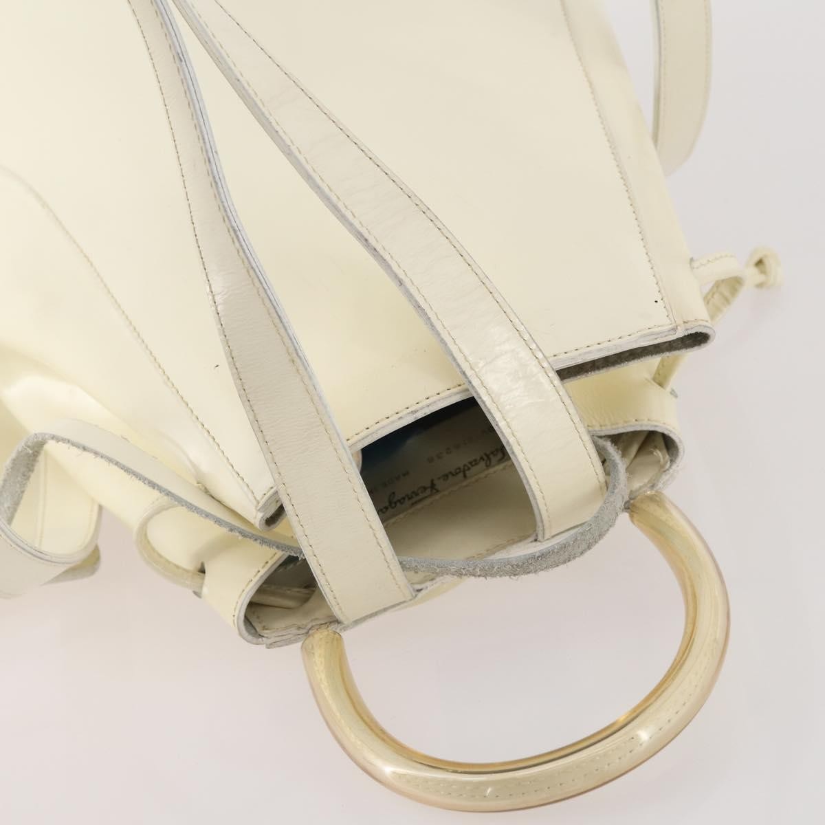 Salvatore Ferragamo Vintage Patent Leather White Patent_Leather Backpack Bag (Pre-Owned)