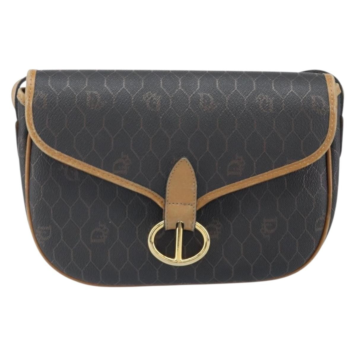 Christian Dior Vintage Honeycomb Canvas And Leather Black Canvas Shoulder Bag Bag (Pre-Owned)