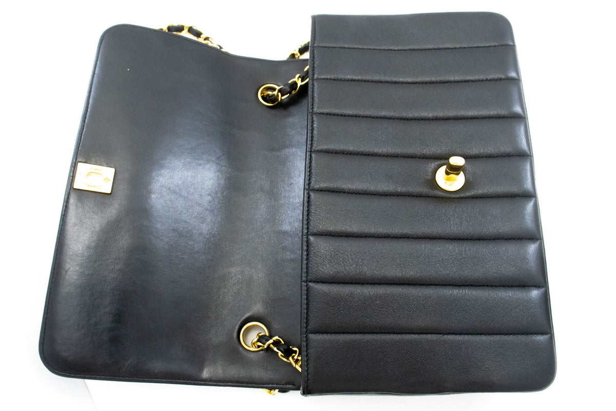 Chanel Mademoiselle Vintage Flap Lambskin Black Leather Shoulder Bag Bag (Pre-Owned)
