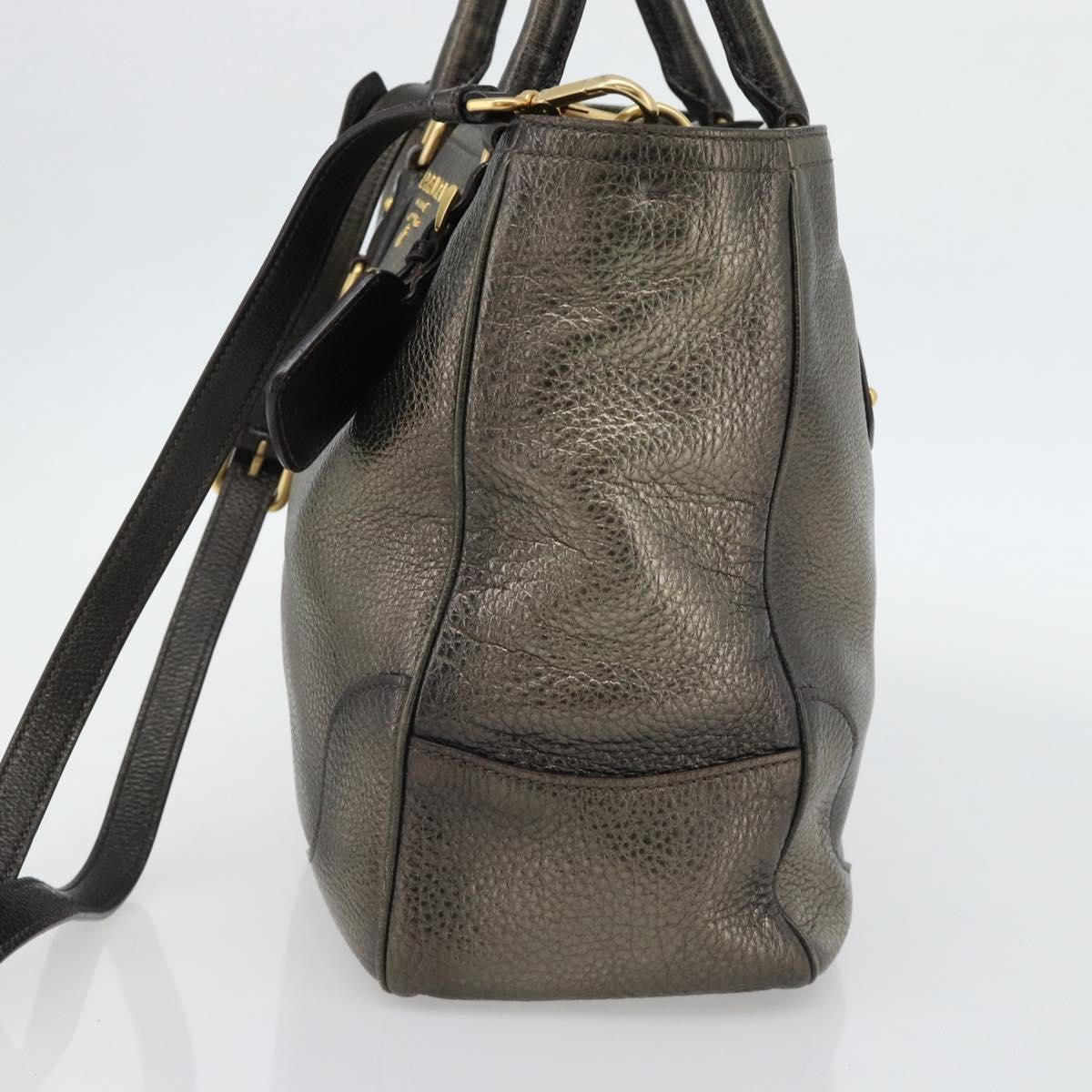 Prada Braided Handle Open Tote Vitello Daino Gold Leather Tote Bag Bag (Pre-Owned)