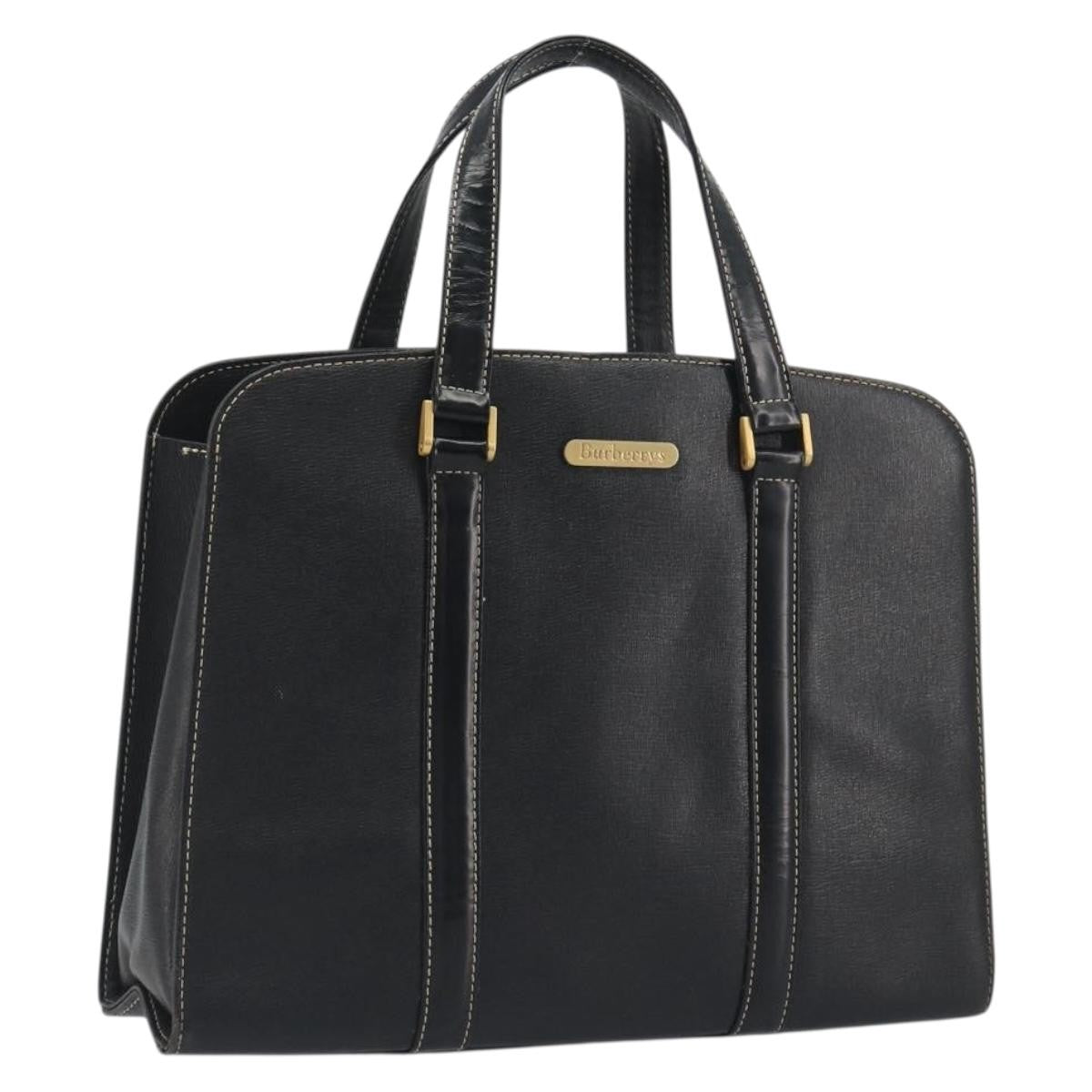 Burberry Vintage Leather Black Leather Handbag (Pre-Owned)