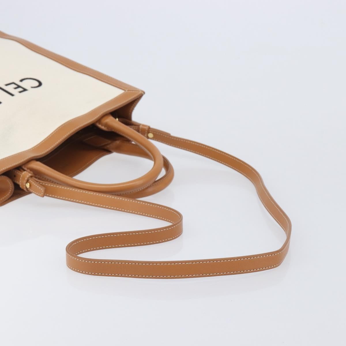 Celine Vertical Cabas Canvas With Leather Beige Canvas Tote Bag Bag (Pre-Owned)