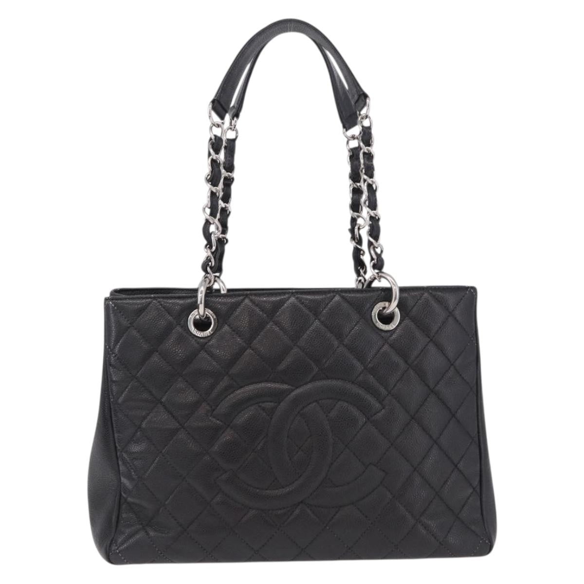 Chanel Grand Shopping Quilted Caviar Black Leather Tote Bag Bag (Pre-Owned)