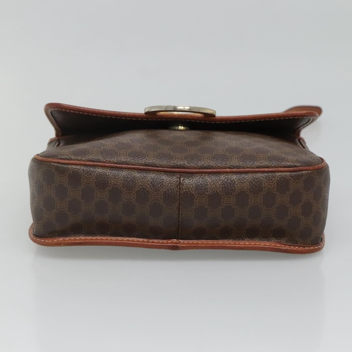 Celine Vintage Macadam Circle Logo Canvas And Leather Brown Canvas Shoulder Bag Bag (Pre-Owned)